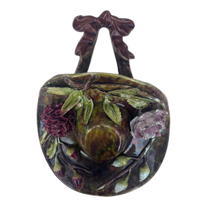 19th Century French Majolica Hat Wall Pocket