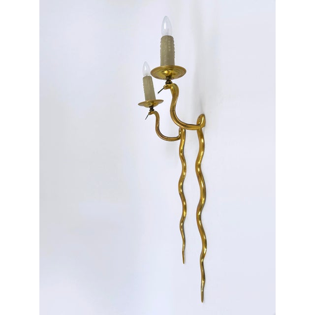 Vintage Cast Brass Cobra Wall Lamps from Maison Jansen, 1960s, Set of 2 For Sale - Image 10 of 18