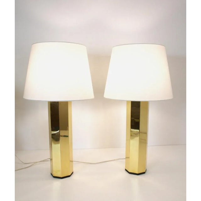 Gold Swedish Hexagonal Brass Table Lamps by Hans Agne Jakobsson for Hans Agne Jakobsson Ab, 1960s, Set of 2 For Sale - Image 8 of 13