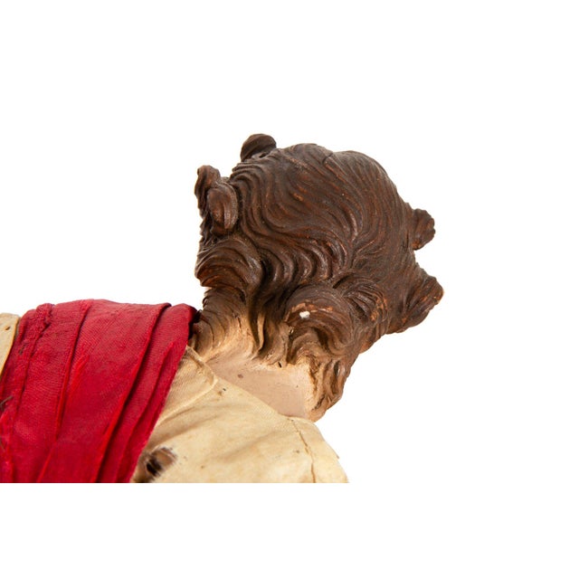 18th Century Rare Italian Carved Polychromed Crèche Santos Saint Angel Figurine Ca. 1750 For Sale - Image 5 of 12