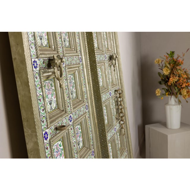 Pair of Antique Indian Decorative Panels with Painted Tin Insets For Sale - Image 16 of 18