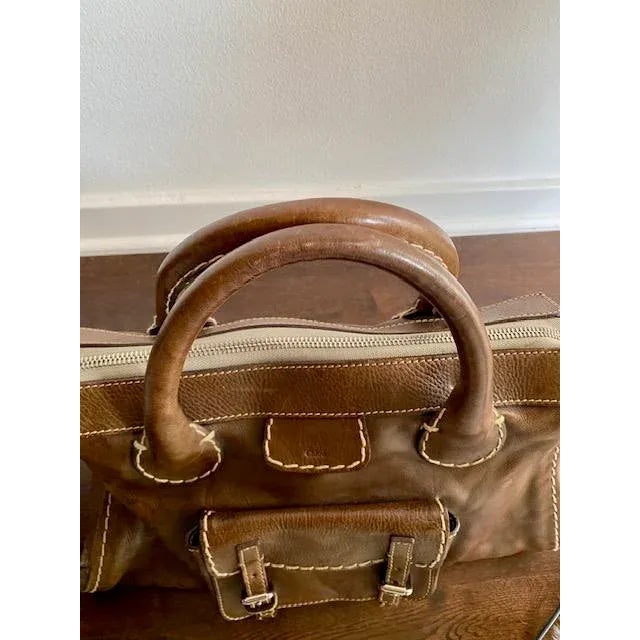 Vintage Chloé Edith Top Handle Satchel Handbag, Phoebe Philo Edition, Medium Brown/Taupe, Made in Italy For Sale - Image 9 of 12