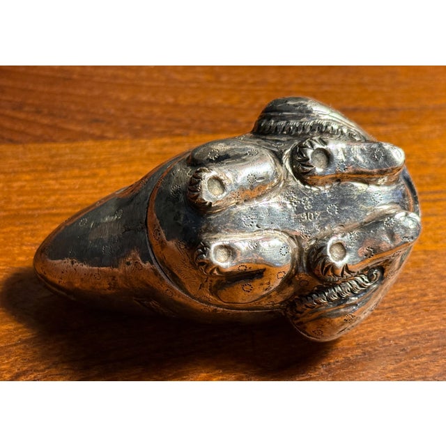 Metal Vintage Cambodian 900 Silver Figural Frog Lidded Trinket Box / Jewelry Box For Sale - Image 7 of 7