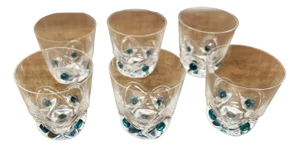 Turquoise Crystal Whiskey Tumbler Set from Lalique, 1950s, Set of 7