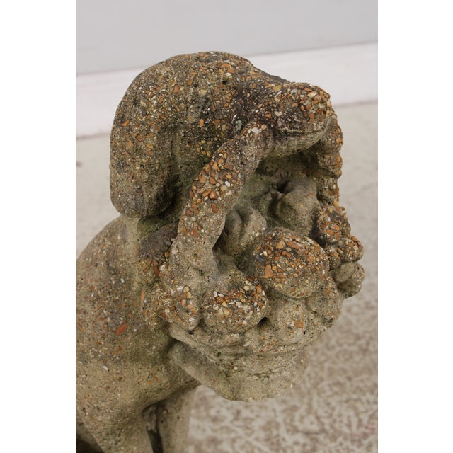 Sculpture Materials Vintage Weathered Concrete Garden Dog Statue For Sale - Image 7 of 15