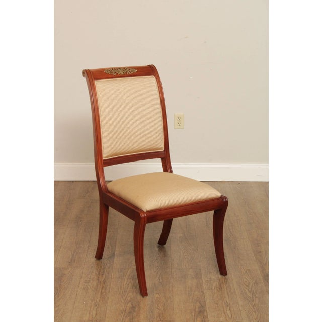 Beige Late 20th Century French Empire Style Mahogany Ormolu Mounted Dining Chairs Attributed to Henredon - Set of 8 For Sale - Image 8 of 13
