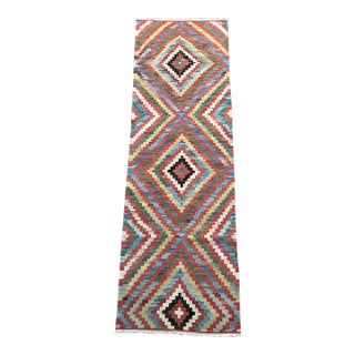 1990s Afghan Flat Weave Tribal Kilim Runner Rug For Sale