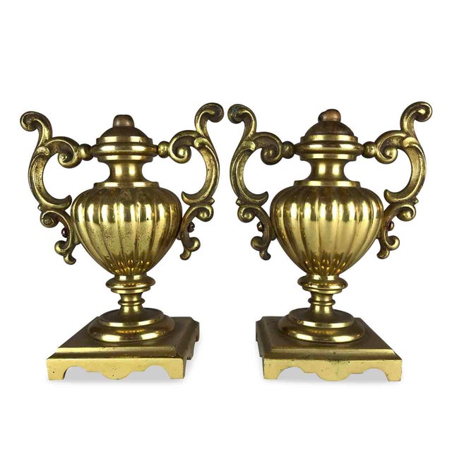 Metal Antique Golden Vases, Set of 2 For Sale - Image 7 of 7