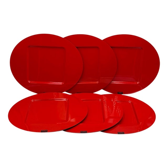 Italian Space Age Red Placemats from Robex, 1970s, Set of 6 For Sale