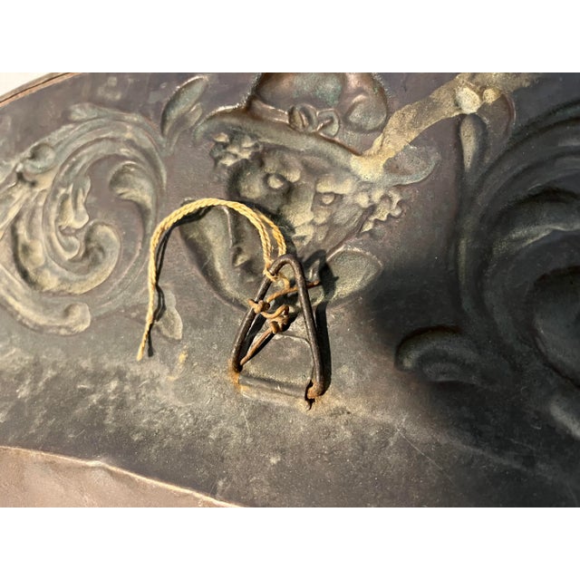 Metal Large Antique Brass Embossed Wall Hanging For Sale - Image 7 of 11