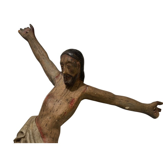 23" Antique Spanish Colonial Crucified Christ Santos Sculpture For Sale - Image 4 of 5