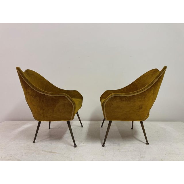 Textile Small Italian Armchairs, 1950s, Set of 2 For Sale - Image 7 of 14