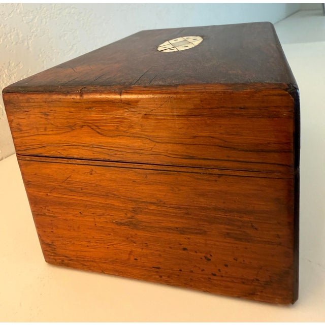 Antique Rosewood Jewelry Box With Lock and Key For Sale - Image 4 of 17