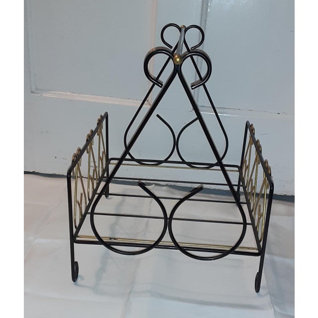 1950s Mid Century Metal Hand-Painted Magazine Rack For Sale - Image 5 of 13