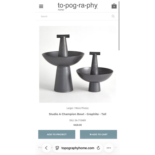 Ceramic Champion Bowl by Studio a (Global Views) Graphite - Tall For Sale - Image 7 of 7