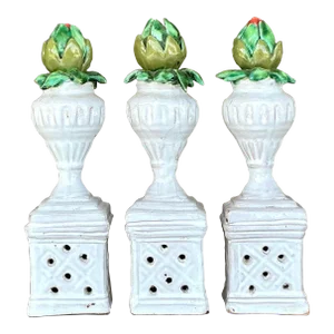 Vintage Boho Glazed Ceramic Rosebud Towers - Set of 3