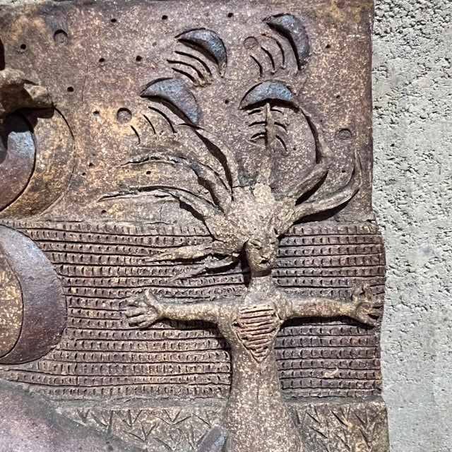 Midcentury Relief Wall Art Ceramic Pottery Sculpture For Sale - Image 9 of 12
