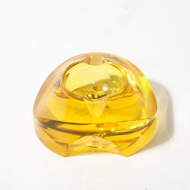 Mid-Century Modern Mid-Century Modernist Citrine Crystal Ashtray Signed Moser For Sale - Image 3 of 17