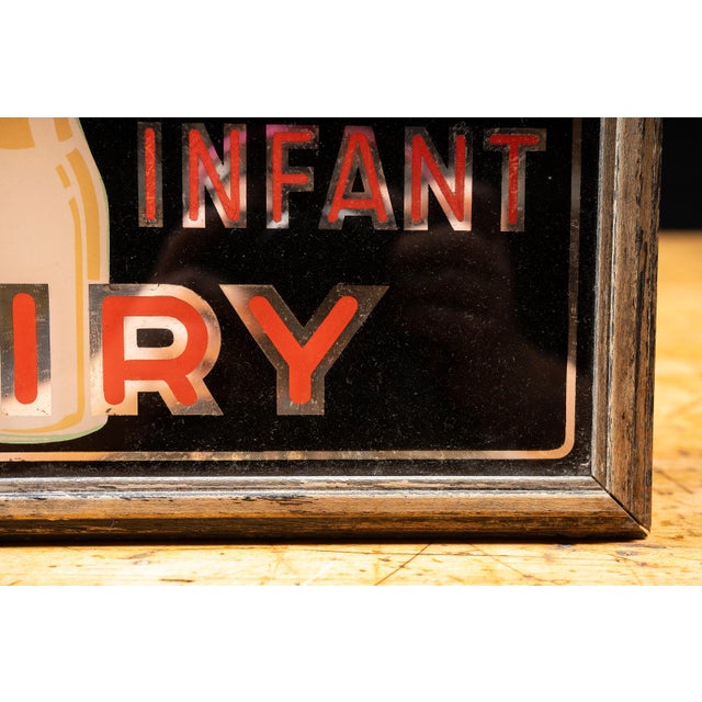 Early 20th Century Illuminated Glass Storefront Sanitary Infant Dairy Sign For Sale - Image 12 of 18