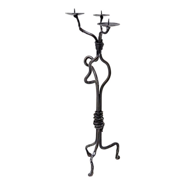 Large Wrought Iron Candleholder with Abstract Design, 2010s For Sale