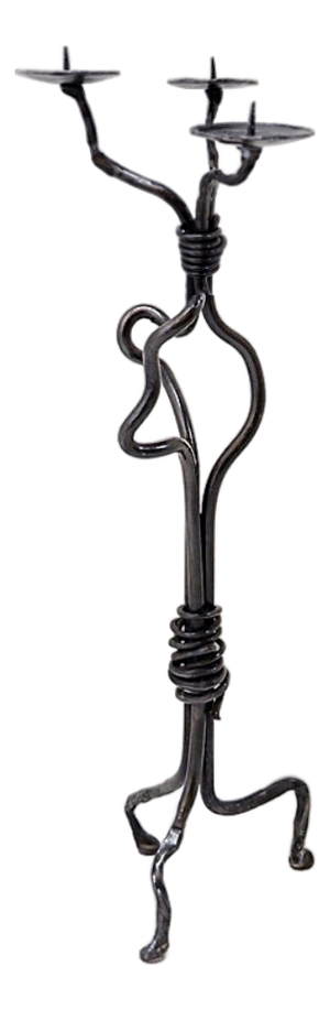 Large Wrought Iron Candleholder with Abstract Design, 2010s