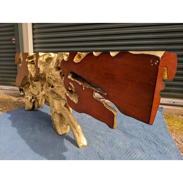 Phillips Cast Naturals Root Burl Driftwood Console Table in Gold Leaf For Sale - Image 12 of 18