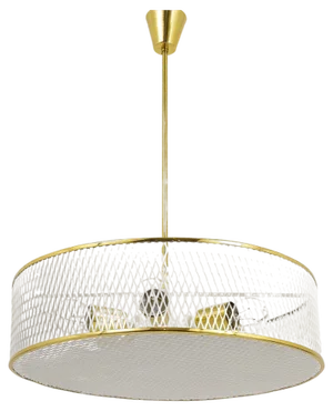 Mid-Century Brass Pendant Lamp attributed to Mathieu Matégot, France, 1950s