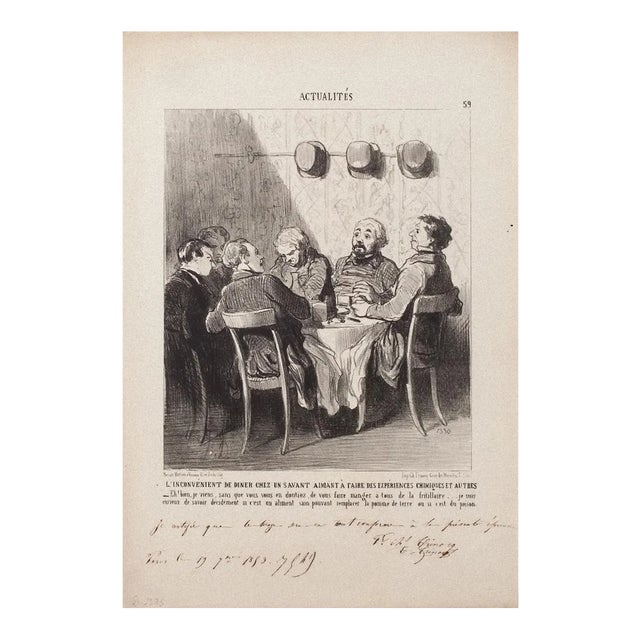 Honoré Daumier - the Diner Downside In A Savant- Original Lithograph - 1853 For Sale