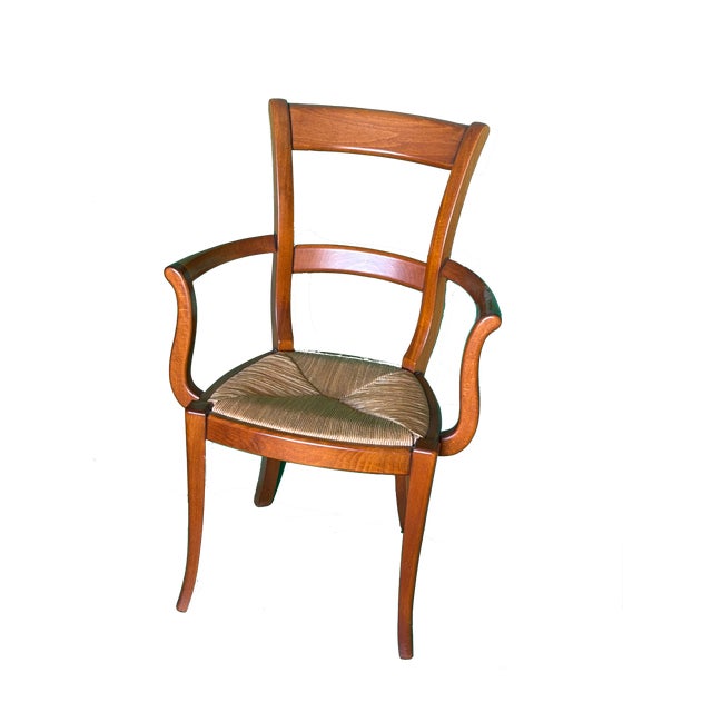 These Beautiful hand made in France, cherry wood GRANGE side chairs are in great condition. Wicker seats are perfect and...