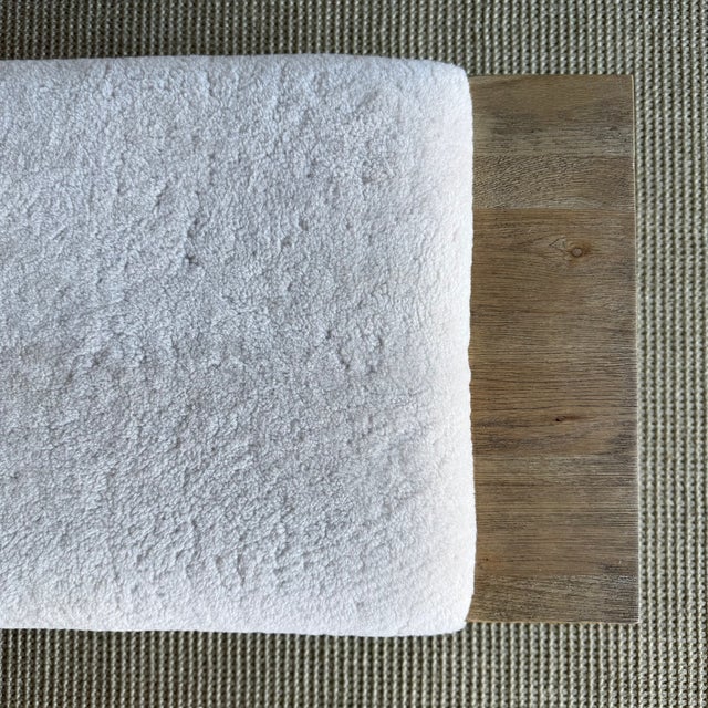 Casi Brown Bench in White Oak and Natural Genuine Sheep Upholstery For Sale In Los Angeles - Image 6 of 14