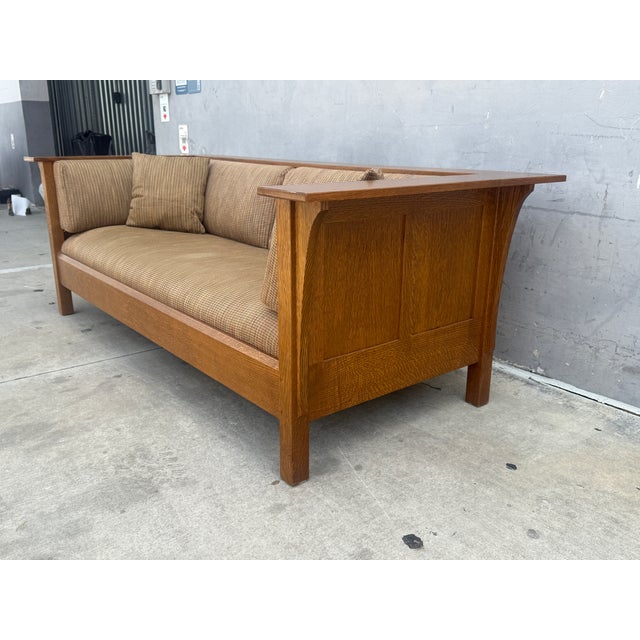 Stickley 1990s Stickley Craftsman Mission Oak Prairie Settle For Sale - Image 4 of 10