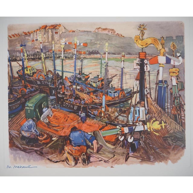 Mathurin Meheut, Brittany, The Artisanal Bunkering Flotilla, 1955, Color Photogravure For Sale - Image 4 of 9