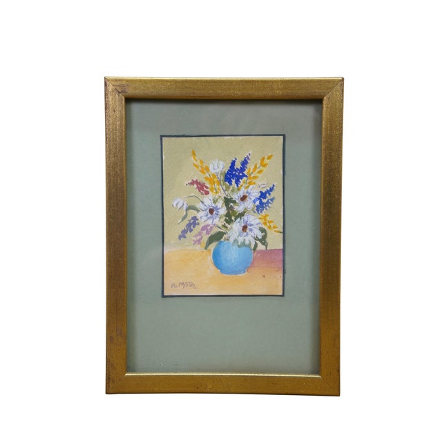 Mid-Century Modern 2 Mid Century Helen McRae Botanical Still Life Watercolor Paintings Vase Flowers For Sale - Image 3 of 11
