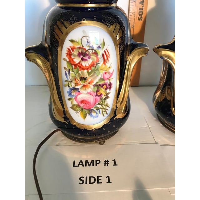 Antique French Bayeux Porcelain Table Lamps - a Pair For Sale - Image 4 of 15