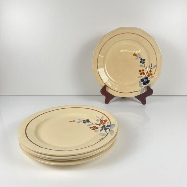 Dinner Plates with Floral Motif from Sarreguemines, 1920s-1940s, Set of 5, in Good conditions. Designed 1920 to 1949 This...
