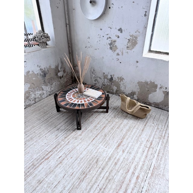 Wood Round Terracotta Herbarium Coffee Table by Roger Capron, 1960s For Sale - Image 7 of 18