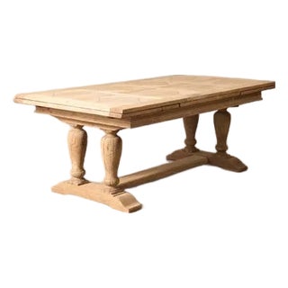 Bleached French Oak Parquetry Dining Table (C. 1900) For Sale