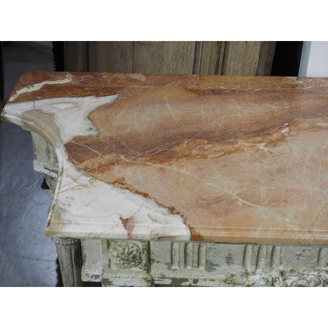 Antique French Painted Louis XVI Style Console Table With Marble Top For Sale - Image 4 of 18