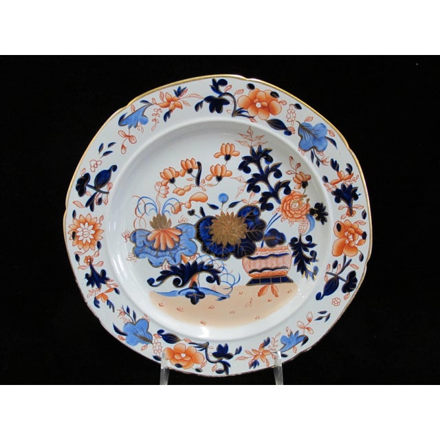 Japanese Early 19th Century Georgian Masons Ironstone Imari Japan Basket 9 1/2' Luncheon Plate Set of 6 For Sale - Image 3 of 8