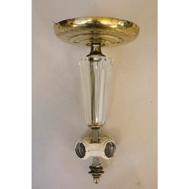 Art Deco Thick Slag Glass Lalique Style Saucer Light Hanging Ceiling Lamp 1930's For Sale - Image 12 of 13