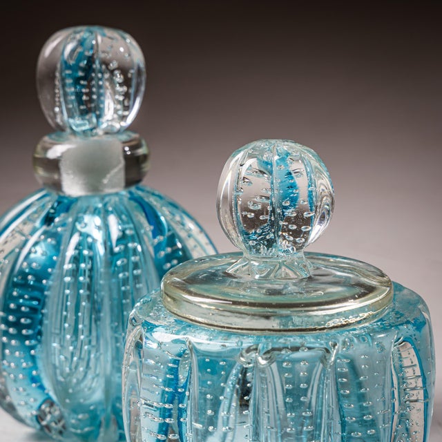 Glass Mid-20th Century Hollywood Regency Style Murano Glass Bottles, Italy For Sale - Image 7 of 11