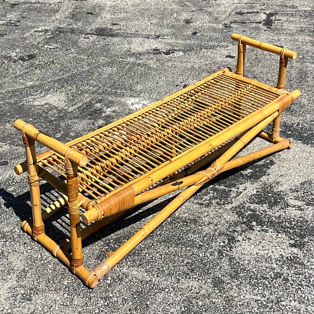 Vintage Coastal Rattan X Bench Chairish