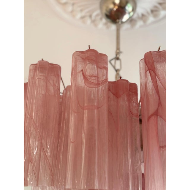 Glass Bold Eclectic Pink Swirled Murano Chandeliers, Set of 3 For Sale - Image 7 of 10