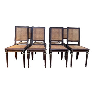 Antique Louis XVI Style Chairs in Mahogany and Gilt Bronze, 1890s, Set of 8 For Sale