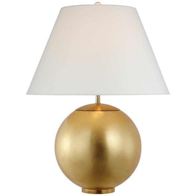 Modern AERIN by Visual Comfort Signature Morton Large Table Lamp in Gild with Linen Shade For Sale - Image 3 of 3