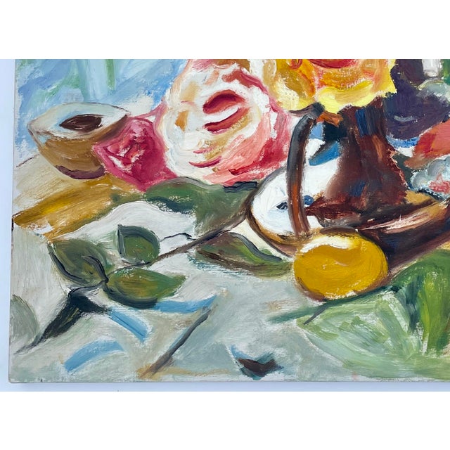1980s 1980s “Still Life With Garden Roses” Acrylic on Canvas by Dr. Bella Singer For Sale - Image 5 of 7