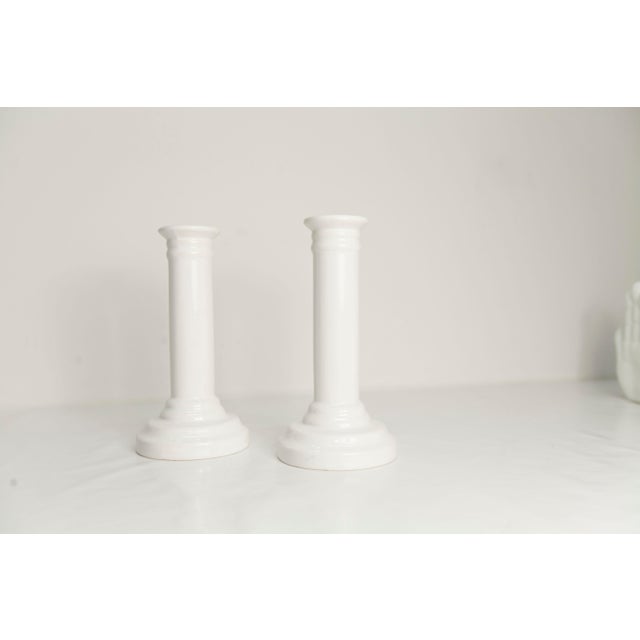 White Ceramic Candlesticks, 1970s, Set of 2 For Sale - Image 4 of 7