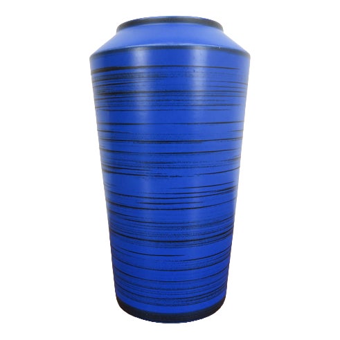 Blue and Black Ceramic Vase, 1960s For Sale