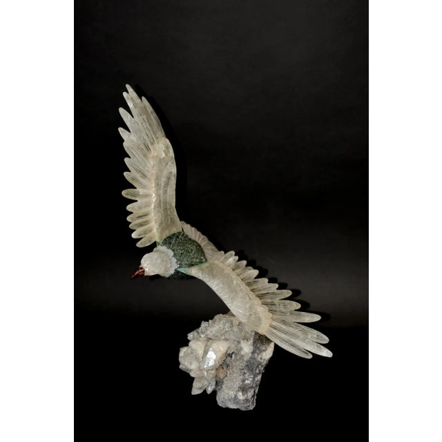 Late 20th Century Large Majestic Rock Crystal Quartz Eagle Gemstone Sculpture For Sale - Image 5 of 12