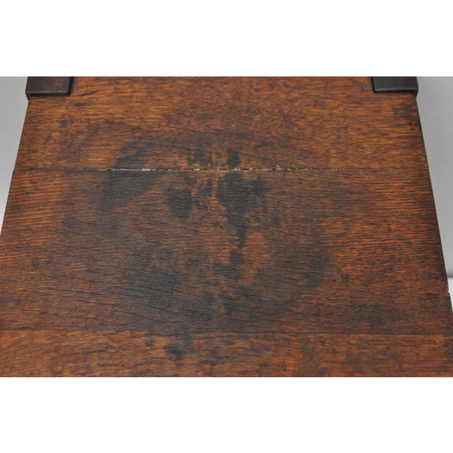 Early 20th Century Antique Arts & Crafts Mission Oak Stickley Style 2 Tier Plant Stand Side Table For Sale - Image 5 of 15